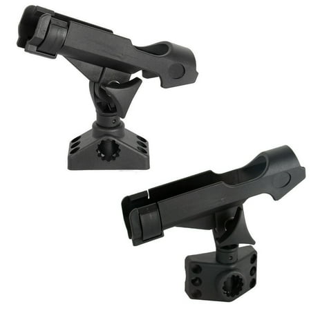 2 Pack Spinning Rod Holder with Side Deck Mount Fishing Rod Holder Adjustable Fishing Boat Rod Holder Black Finish