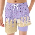 thumbnail image 3 of Glisme Teen Boys Swimsuit Playful Ice Print Swimwear Two Piece Swimsuit With Cute Ice Theme Beach Pool Cute Beach Wear Purple 11-12 Years, 3 of 5