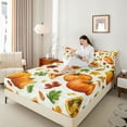thumbnail image 4 of Castle Fairy Pumpkin Pizza 4-Piece Full Size Sheets,Autumn Harvest Bed Sheets,Botanical Plants Lightweight Sheet Sets,Luxury Teenager Bedroom Decor, 4 of 7