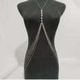 thumbnail image 6 of Bikinis Chest Chain for Women Pearls Fringed Shoulder Chain Necklace Body Chain Night Club Body Jewelry for Formal, 6 of 8