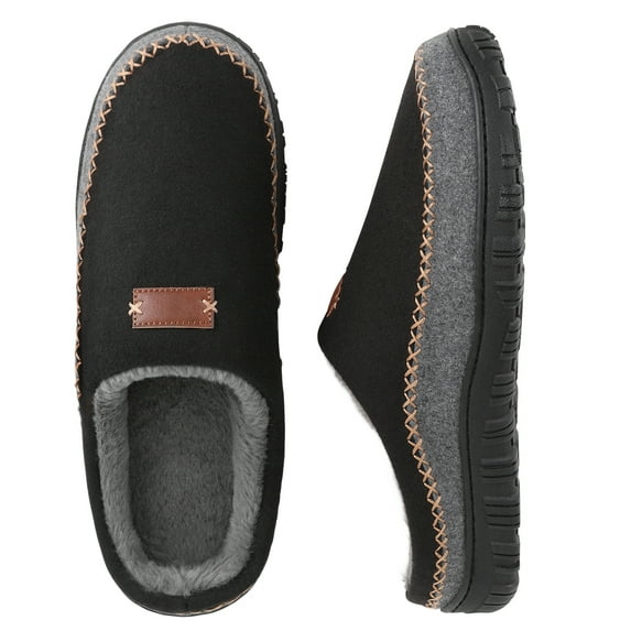 NCCB Mens Slippers Memory Foam Moccasin House Shoes Nonslip Indoor Outdoor Black Size 14