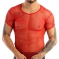thumbnail image 1 of YONGHS Mens See Through Sheer Mesh T-Shirt Muscle Tank Tops Tees Vest Fishnet Shirt Undershirts Red XL, 1 of 7