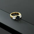 thumbnail image 4 of Gem Stone King 18K Yellow Gold Plated Silver Black Onyx and Lab Grown Diamond Engagement Ring for Women | 3.13 Cttw | Round 8MM | Gemstone December Birthstone | Size 8, 4 of 4