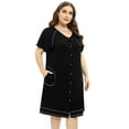 thumbnail image 3 of Women's Striped Sleepwear Button Down Duster Robe Short Sleeve House Dress Nightgown With Pocket XL-4XL, 3 of 6