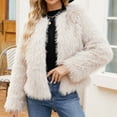 thumbnail image 2 of BiZtdJrK Todays Daily Sales Clearance Women Faux Fur Jacket Cropped Shaggy Fuzzy Teddy Jackets 2025 Winter Fashion Long Sleeve Open Front Cardigan Coats Beige 3XL, 2 of 9