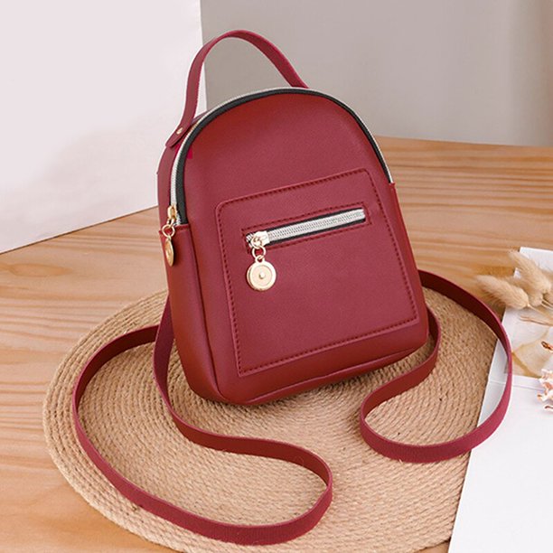 Mochila pequeña de cuero PU para niñas adolescentes, bolso de hombro con cremallera, Mini mochila escolar femenina, moda de ocio Fivean unisex