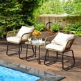 thumbnail image 2 of Patiojoy 3PCS Patio Rattan Furniture Set Outdoor Bistro Set w/Washable Cushion Conversation Set w/2 Armchairs for Backyard White, 2 of 8