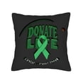 thumbnail image 4 of Set of 2 Decorative Throw Pillow Covers 18x18in - Dark Background with Green Ribbon & ' DONATE LIFE ' Design for Couch Bed Car, 4 of 8