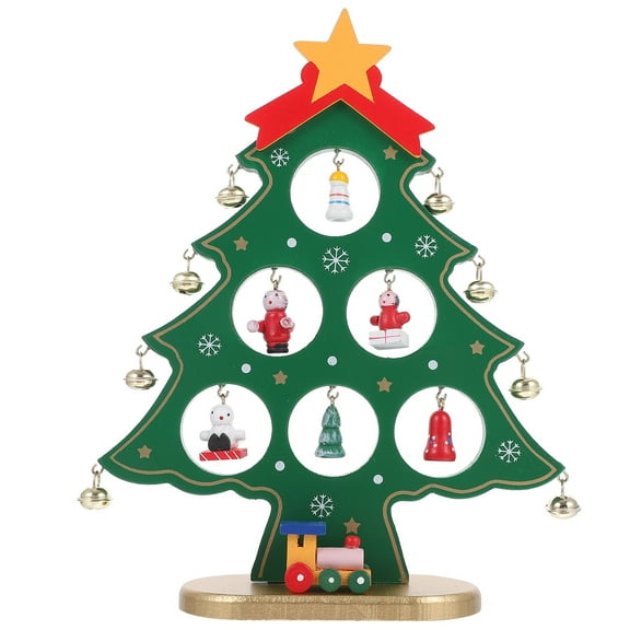 PTOOTP Small Desktop Christmas Tree Green Wooden Decoration for Holiday Festive Atmosphere and Seasonal Home Decor