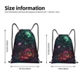 thumbnail image 2 of Kdxio Red And Green Carnation Pattern Drawstring Bag for Gym Sports School Travel Lightweight Sackpack with Adjustable Cords Waterproof Fabric-Small, 2 of 6