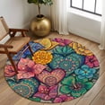 thumbnail image 2 of Round Rug 6Ft Washable Non-Slip, Colorful Abstract Floral Circle Area Rugs for Living Room Bedroom, Farmhouse Vintage Flowers Boho Indoor Floor Mats Carpet Runner for Home Decor Aesthetic, 2 of 8