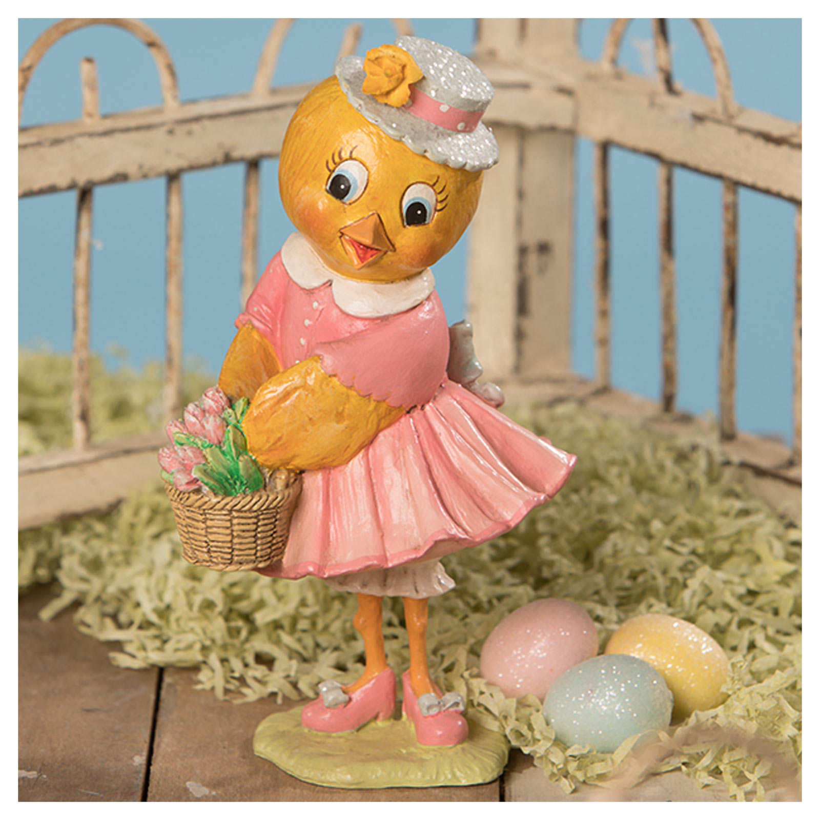 Bethany Lowe Easter Yellow Tulip Chick Dress Retro Vintage Style Decor