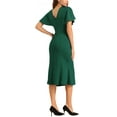 thumbnail image 3 of INSPIRE CHIC Women's Sheath Dress Ruffle Sleeve Round Neck Cocktail Party Work Midi Dress XS Dark Green, 3 of 6