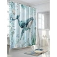 thumbnail image 3 of Shower Curtains Blue Whale Coral Shell Bath Curtain Ocean Beach Waterproof Bathroom Shower Curtain Set with Hooks Decoration 72 x 72 Inches, 3 of 7