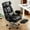 Black, variant on GIANNA Executive Home Office Desk Chair with Swivel Wheels, Footrest & Lumbar Support, Reclining Height Adjustable, Black