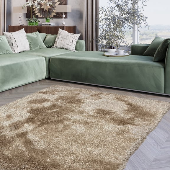 RugBerry 5x7 Area Rug Soft Fluffy Modern Contemporary Indoor Shag Carpet Beige