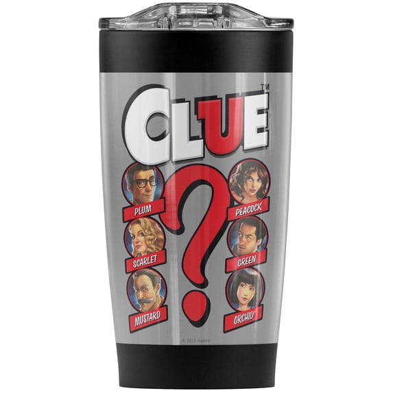 Clue/Modern Whodunnit Stainless Steel Tumbler 20 oz Coffee Travel Mug/Cup, Vacuum Insulated & Double Wall with Leakproof Sliding Lid | Great for Hot Drinks and Cold Beverages