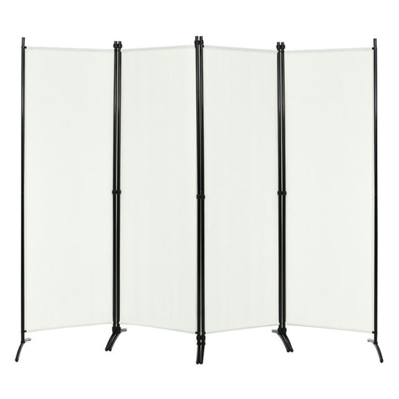 Spaco 4-Panel Room Divider with Powder Coated Steel Frame, Privacy Screen with Upgraded Arced Feet, Room Divider for Indoor, White