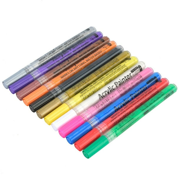 Rotuladores Acrílicos De Secado Rápido, 12 Colores, Rotuladores De Pintura Acrílica De 0,7 Mm, Pintura Corporal, Lienzo, Vidrio, Pintura De Madera, Escritura Para Marcar