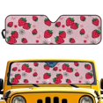 thumbnail image 2 of Uorisanigo Strawberry Print Windshield Sun Shade for 2007-2018 Jeep Wrangler JK JKU & 1997-2006 Jeep Wrangler TJ LJ, Front Window Sun Visor Blocks UV Rays Foldable Sunshade Easy to Install, 2 of 7