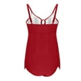 thumbnail image 4 of UTSJKR Tankini Swimsuit for Women Tummy Control Two Piece Bathing Suit V Neck Flowy Swimwear Top with Bottom Red XL, 4 of 7