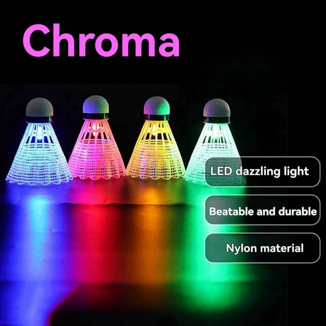 4 Pelotas de Bádminton Luminosas de Plástico Espumado con Luz LED para Deportes, Juego de Bádminton Multicolor
