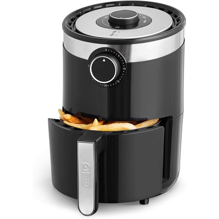 Brightsense® Pro Compact Air Fryer + Oven Cooker with Temperature Control, Non Stick Fry Basket, Recipe Guide + Auto Shut Off Feature, 2qt, Black