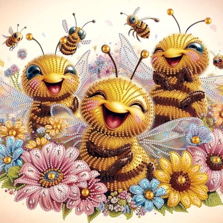 5D DIY Diamond Painting Kit, Bee Pattern Home Decor Handicraft, Complete Tool Kit Included, 15.7x15.7in