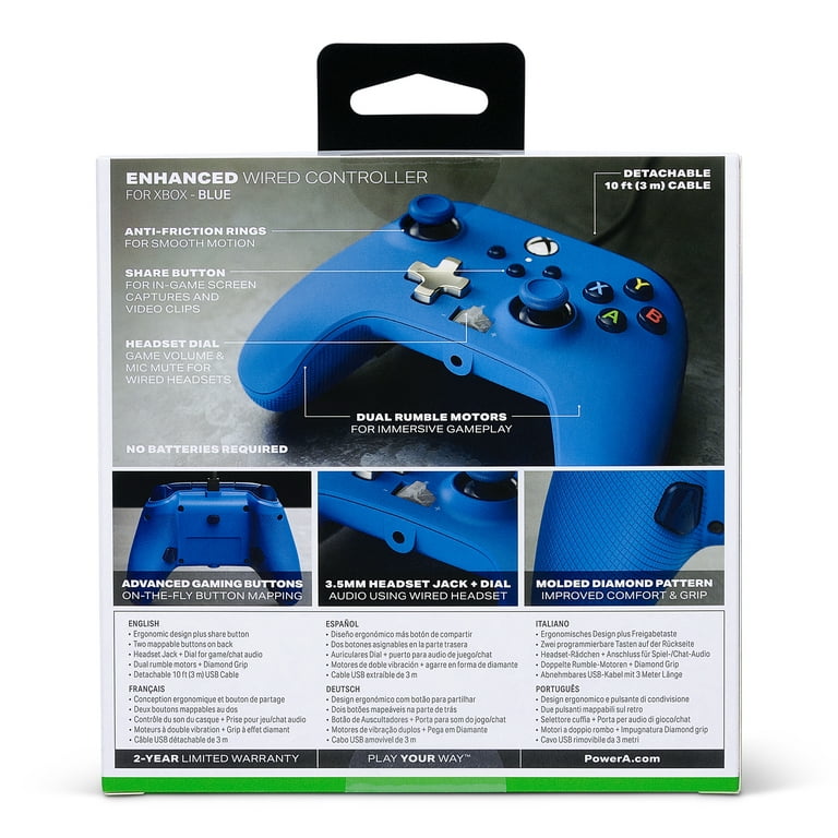 PDP Wired Xbox Game Controller - Licensed for Xbox Series X|S/Xbox One/PC,  Dual Vibration Gamepad, App Supported - Ion White/Blue ( Exclusive)