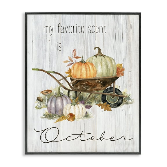 Stupell Industries Favorite Scent is October Holiday Painting Black Framed Art Prints Wall Art, 11 x 14