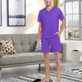 thumbnail image 7 of joogoo Men's Pajama Set Tulip Purple V-Neck Pj Shorts Set 2 Piece Loungewear Sleepwear XL, 7 of 7