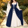 thumbnail image 2 of IWRICH Womens's Renaissance Dresses 2 Pics Set Long Flare Sleeve Halloween Outfits Dark Blue XL, 2 of 5