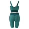 thumbnail image 6 of Outfmvch Yoga Pants Women Workout Sets For Women Yoga Outfits For Women 2 Piece Set Tracksuit Seamless Short Sleeve Crop Top Workout Leggings Sportwear Sweat Suit For Women 2 Piece Set Green L, 6 of 8