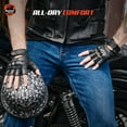 thumbnail image 4 of Daniel Smart Cowhide Leather Gloves – Fingerless Men Motorcycle Gloves with Gel Palm and Hard Knuckles, 4 of 6
