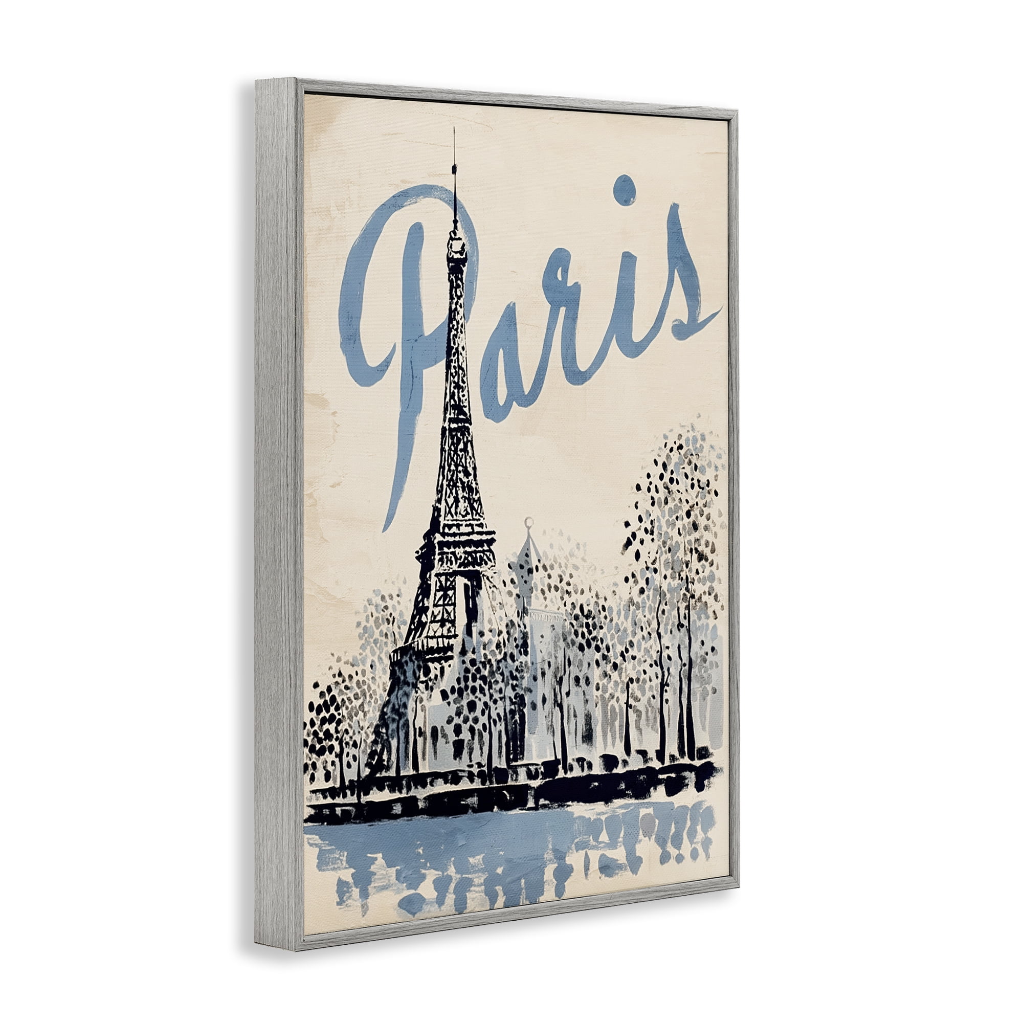 Stupell Industries Blue & Beige Paris Travel Gray Framed Giclee Art, design by Annabelle Hall
