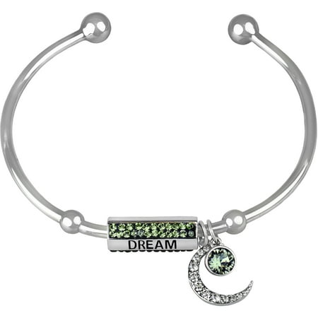 Designer Inspired Cuff Bracelet - Swarovski Crystal Fine Silver-Tone Moon and Star Dream Cuff Bracelet