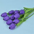 thumbnail image 1 of 10 mini flores artificiales de tulipán, impresionantes flores de plástico de poliuretano de tacto real para decoración de bodas, hogar, habitaciones, hoteles, fiestas, eventos (púrpura), 1 of 5