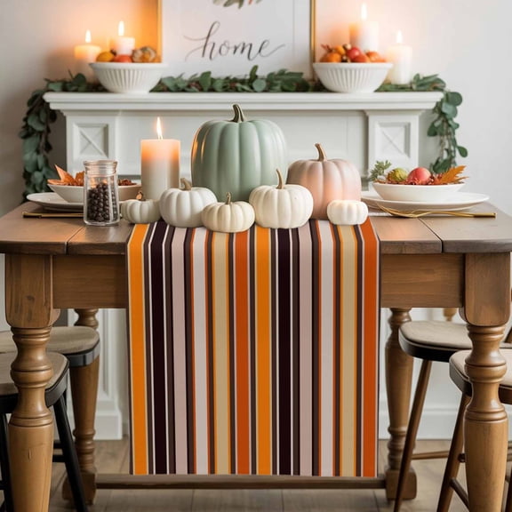 Vintage Striped Table Runner, Autumn Thanksgiving Kitchen Dining Table Decoration for Home Party Decor 13x36 Inches