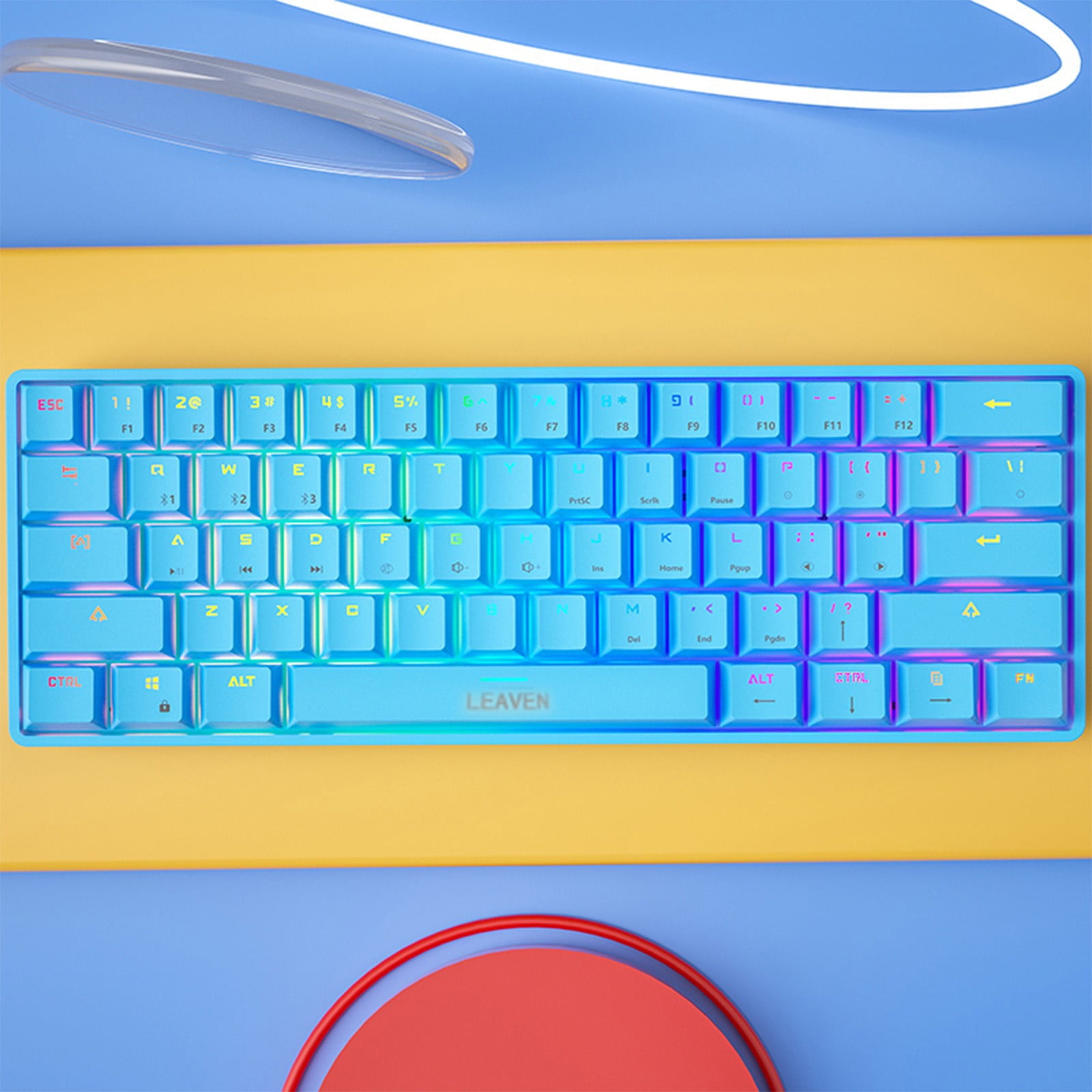 Dqueduo RGB Backlit Mini Bluetooth Mechanical Keyboard with Type-c Cable & Specification, Blue