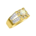 thumbnail image 3 of RYLOS Men's Rings Yellow Gold Plated Silver Designer Starburst 7MM Round Gemstone & Diamond Ring Opal October , Size 13, 3 of 7
