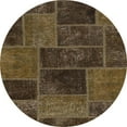 thumbnail image 1 of Ahgly Tapis Rond Abstrait Patchwork Marron pour Intérieur, 7 Pieds Rond, 1 of 6