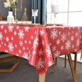 thumbnail image 5 of Plastic Christmas Tablecloth Square Silver Vinyl Christmas Table Cloth Xmas Table Cover with Snowman for Party (60'''' x 60'''', Snowman), 5 of 6
