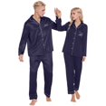thumbnail image 2 of Zshosam Mens pajama sets Silk Satin Long Sleeve Sleepwear Button-Down Soft Loungewear Loose Pjs Set(Navy,XL), 2 of 5