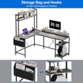 thumbnail image 3 of L-Shaped Computer Desk with LED Lights、Power Outlets and Storage Shelves, 3 of 5