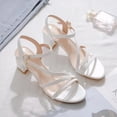 thumbnail image 4 of Sandalias tacón Cgtredaw para Mujer con Tira Plana y tacón grueso blanco Roto 39, 4 of 8