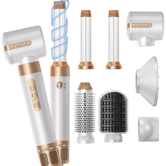 7-in-1 Blow Dryer Brush Set with Diffuser & Concentrator - 110,000 RPM High-Speed Negative Ionic Hair Dryer for Straight, Wavy & Curly Hair