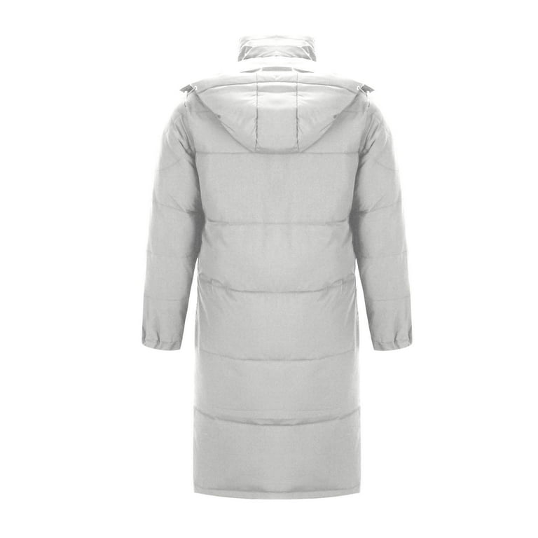 JUUYY Men's Double Snap Winter Down Long Coat Solid Color Zipper