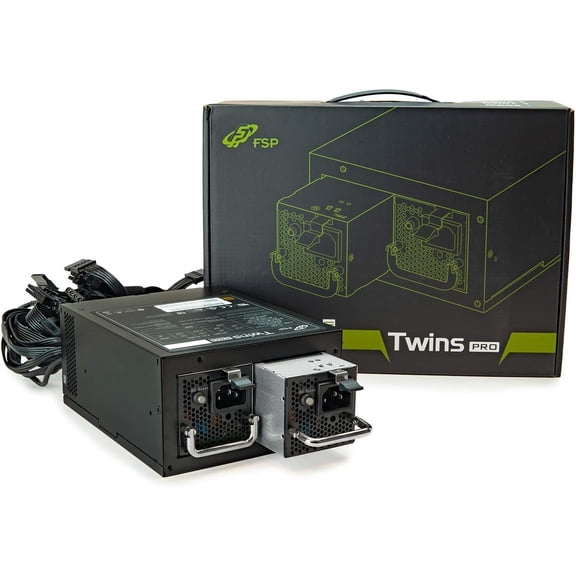 FSP Twins Pro PC PSU ATX PS2 1+1 Dual Module 700W Certified Efficiency ≥90% Hot-swappable Redundant Digital Computer Power Supply with Guardian Monitor Software (Twins Pro 700)