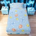 thumbnail image 3 of meiyoeat Blue Softball Bow Twin Sheets for Girls, Cute Ball Glove Print Bedding, 3-Piece, 1 Flat Sheet, 1 Fitted Sheet and 1 Pillowcase, 3 of 5
