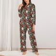 thumbnail image 2 of Salouo Merry Christmas Pattern Women's Pajamas Set Long Sleeve Button Down Sleepwear Soft Pj Lounge Sets for women 2 Piece Pjs Set with Long Pants-XX-Large, 2 of 7